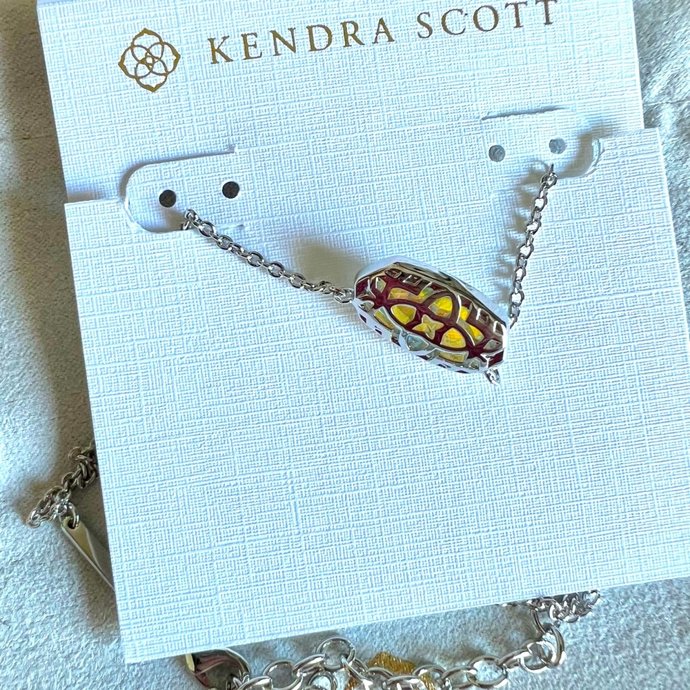 NWT Kendra Scott Elisa Silver Pendant Necklace in Dichroic Glass - Picture 7 of 7